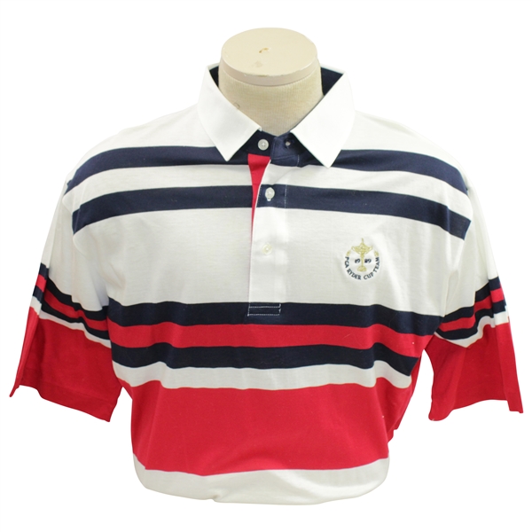 Mark Calcavecchias 1989 Ryder Cup USA Team Issued Red/White/Blue Short Sleeve Shirt- XL