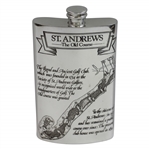 St. Andrews The Old Course Pewter Flask with Course Layout - Excellent Condition with Original Funnel & Box