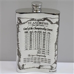 St. Andrews 'The Old Course' Pewter Flask with Course Layout - Excellent Condition with Original Funnel & Box