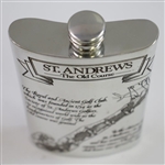 St. Andrews 'The Old Course' Pewter Flask with Course Layout - Excellent Condition with Original Funnel & Box