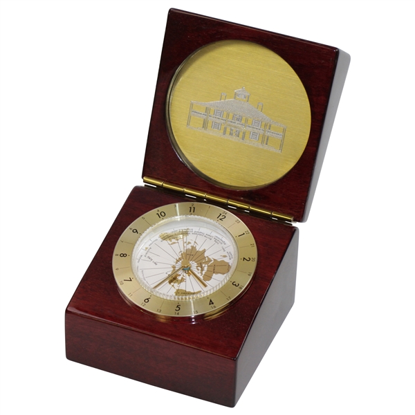 2000 Masters Wooden Opening Clock w/ World Time Dial & Augusta National Clubhouse