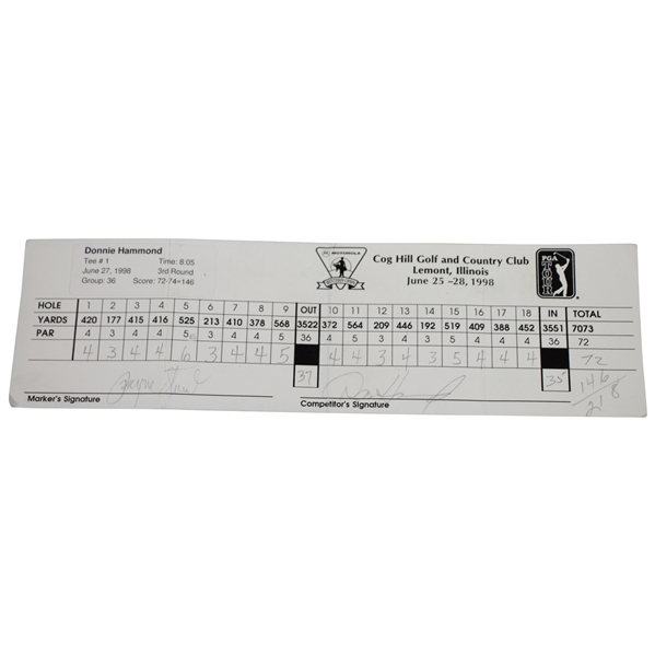 Payne Stewart Signed 1998 Western Open Tournament Used Scorecard JSA ALOA