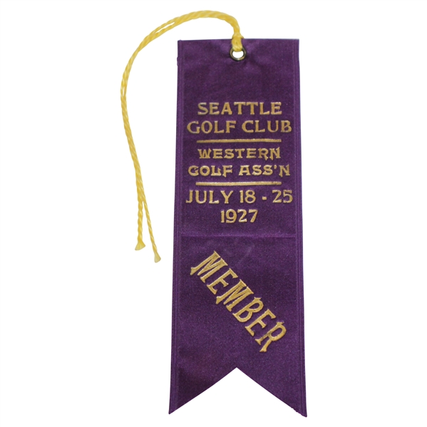 1927 Western Amateur at Seattle Golf Club Member Ribbon - Bon Stein Winner