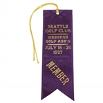 1927 Western Amateur at Seattle Golf Club Member Ribbon - Bon Stein Winner