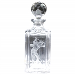 Classic Edinburgh Crystal Liquor Decanter with Etched Pre-Swing Golfer - Includes Glass Stopper