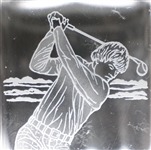 Classic Edinburgh Crystal Liquor Decanter with Etched Pre-Swing Golfer - Includes Glass Stopper