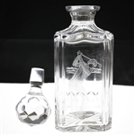 Classic Edinburgh Crystal Liquor Decanter with Etched Pre-Swing Golfer - Includes Glass Stopper
