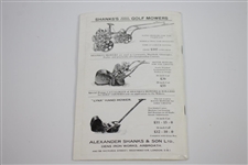 1932 Scottish Professional Golf Tournament at Forfar Golf Club Program/Booklet