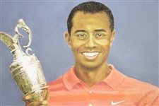 Tiger Woods with Claret Jug Ltd Ed Canvas Print by Bill Waugh #4/25