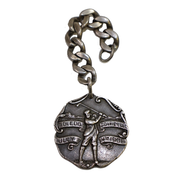 1906 Toledo Golf Club Handicap Sterling Silver 2nd Low Score Medal Won by Sidney R. Brough