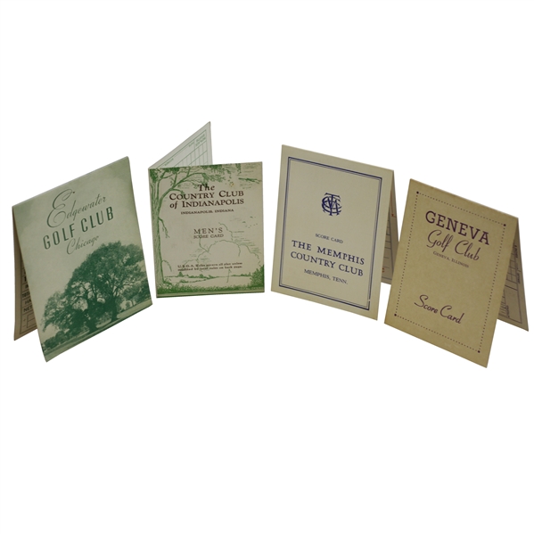 Vintage Edgewater, CC of Indianapolis, Memphis CC, & Geneva GC Scorecards with Stymie Gauge