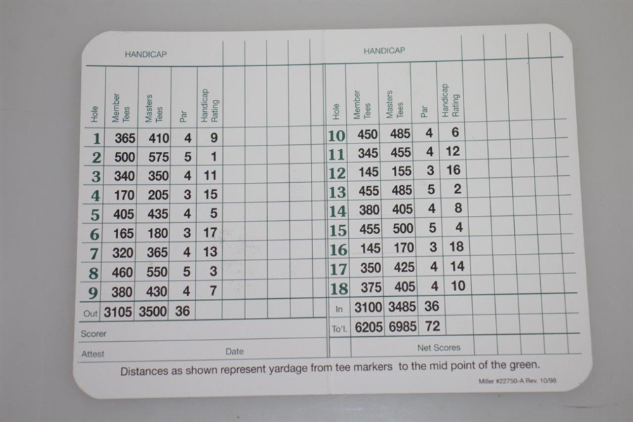 Tiger Woods Signed Augusta National Golf Club Original Scorecard UDA #SHO35214