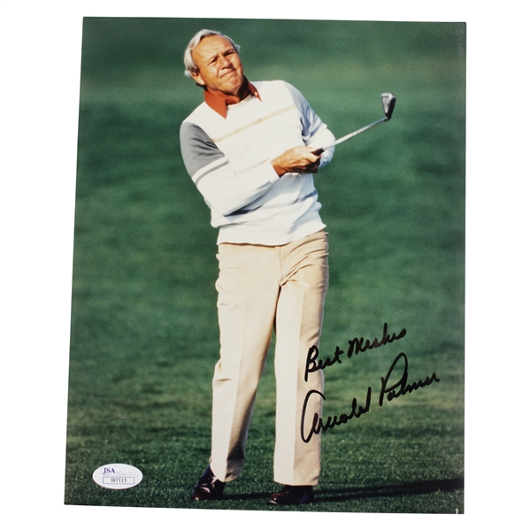 Arnold Palmer Signed Post Swing 8x10 Photo with Best Wishes JSA #I87113