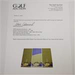 Mark Calcavecchia's 2002 Ryder Cup Welcome Menu & Two Gala Dinner Menus