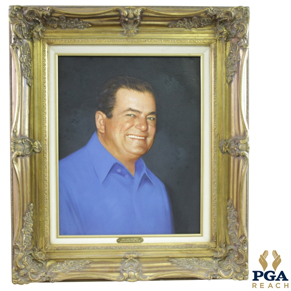 1990 Jack Fedigans Invitational Pro-Am Painting of Lionel Hebert by Jon Mardel - Framed