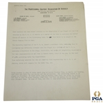 PGA of America Correspondence Questioning Leo Diegel US Citizenship for 1931 Ryder Cup