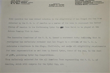 PGA of America Correspondence Questioning Leo Diegel US Citizenship for 1931 Ryder Cup