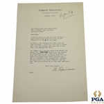 Al Espinosa Signed 1931 Ryder Cup Team Member Acceptance Letter JSA ALOA