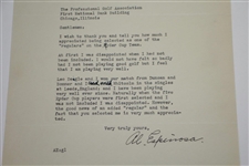 Al Espinosa Signed 1931 Ryder Cup Team Member Acceptance Letter JSA ALOA