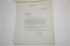 Horton Smith Signed Handwritten 1933 Ryder Cup Hotel Team Invite Content Letter JSA ALOA