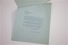 Horton Smith Signed Handwritten 1933 Ryder Cup Hotel Team Invite Content Letter JSA ALOA