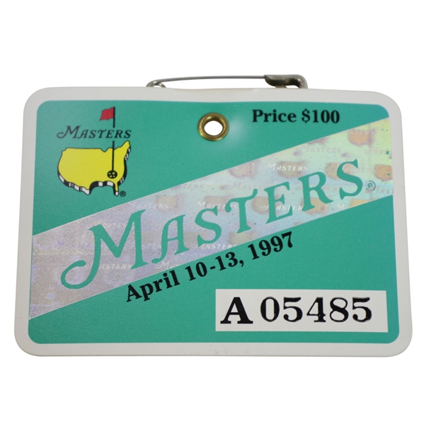 1997 Masters Tournament Series Badge #A05485 - Tigers First Green Jacket