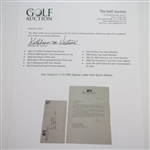 Byron Nelson Signed 1/13/98 Letter to Ken Venturi JSA ALOA