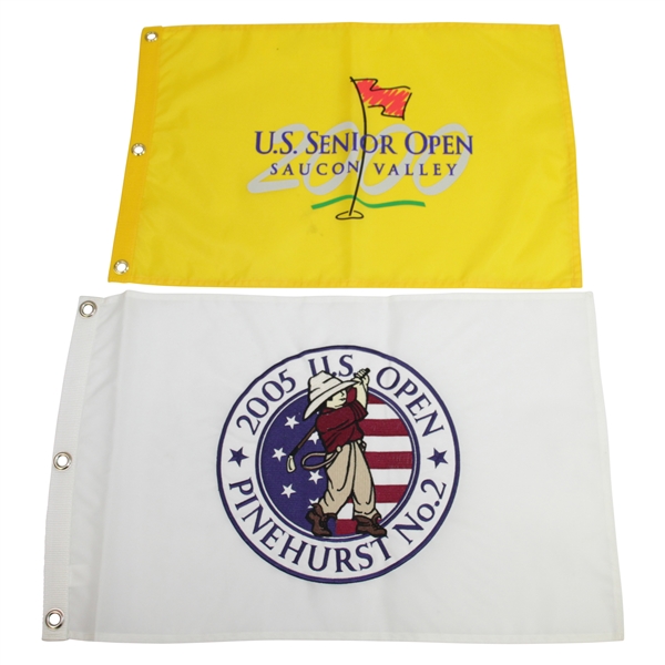 2005 Embroidered US Open White Flag & U.S. Senior Open Saucon Valley Yellow Screen Flag
