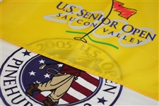 2005 Embroidered US Open White Flag & U.S. Senior Open Saucon Valley Yellow Screen Flag