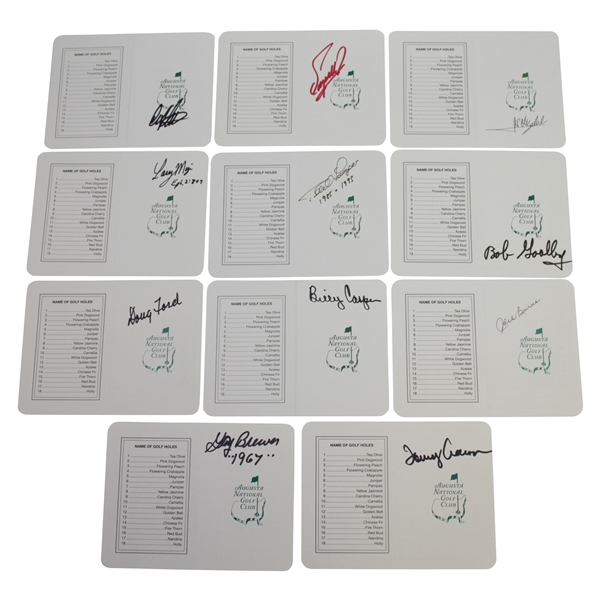 Eleven Masters Champions Signed Augusta National Scorecards JSA ALOA
