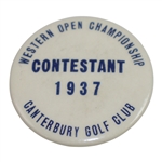 1937 Western Open Championship at Canterbury Golf Club Contestant Badge - Guldahl Win