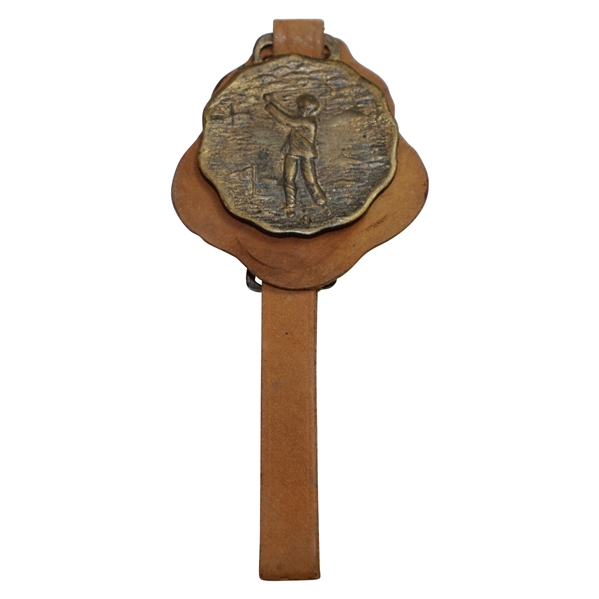 White Mountains New Hampshire Watch Fob with Unmarked Pre-Swing Golfer & Flag Medal 