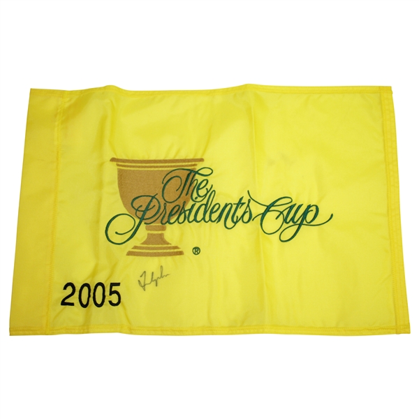 Ken Venturis Personal 2005 The Presidents Cup Embroidered Flag Signed by Fred Couples JSA ALOA