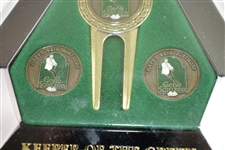 Ken Venturi's Personal Gene Sarazen 'Happy 93rd Birthday' Divot Tool & Two Ballmarkers