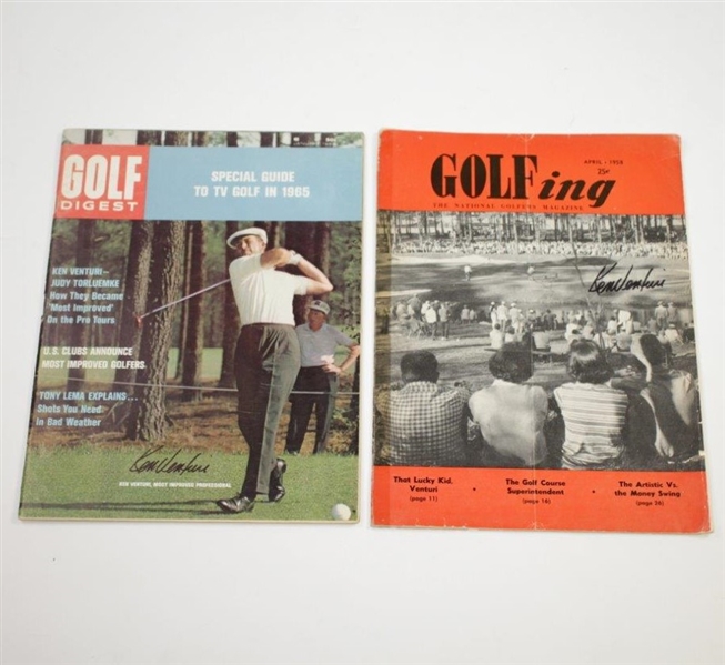 Ken Venturis Personal Signed Golfing (April 1958) & Golf Digest (1965) Magazines JSA ALOA
