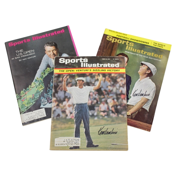 Ken Venturis Personal Signed Sports Illustrated Magazines - June 1964, Dec 1964, & June 1966 JSA ALOA 