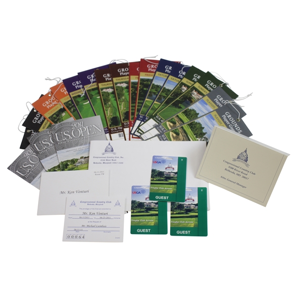 Ken Venturis Personal 2011 US Open at Congressional Ticket Set, Invitation, Guest Badges, Info, & more