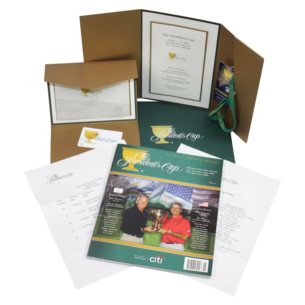Ken Venturis Personal 2009 The Presidents Cup Invitation, Badges, Program, & more