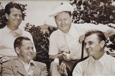 Bobby Jones, Demaret, Hogan, & Nelson Signed Cuts with Surrounding 1940's Sepia Photo of Group JSA ALOA