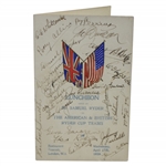 1929 Ryder Cup American & British Teams Signed Menu Including Samuel Ryder - Rare JSA ALOA