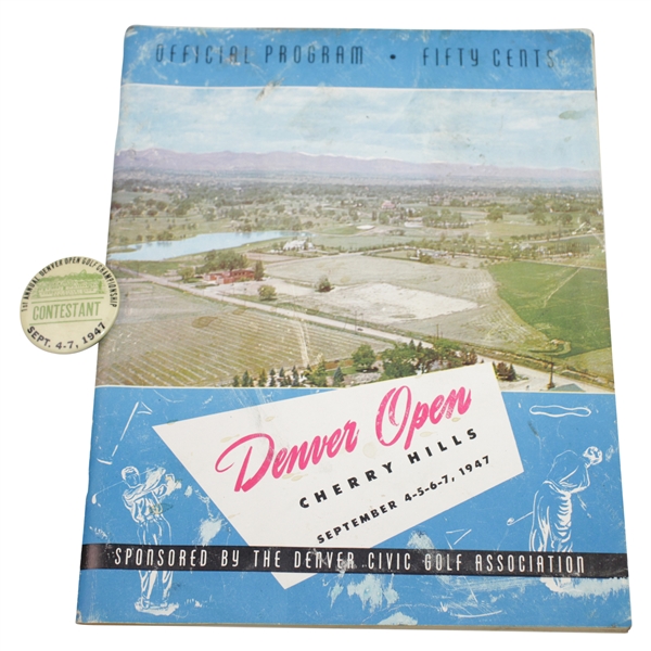 1947 Denver Open at Cherry Hills Program & Contestant Badge  - Rod Munday Collection