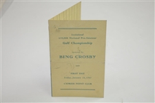 1947 Bing Crosby Pro-Am Program, Contestant Badge, Scorecard, & Pairing Sheet  - Rod Munday Collection