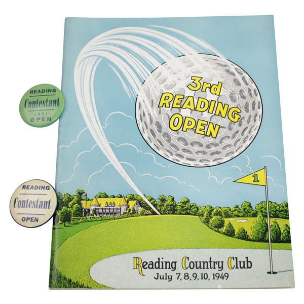 1949 Reading Open Program with Two Contestant Badges - Undated & 1951 - Rod Munday Collection