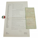 1954 Mexico Open Contestant Badge, Invitation, & Scorecard - Rod Munday Collection