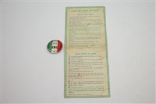 1954 Mexico Open Contestant Badge, Invitation, & Scorecard - Rod Munday Collection