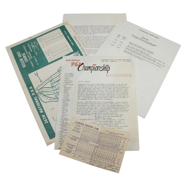 1952 PGA Championship at Keller GC Letters, Qualifier Scorecard, & Pairing Sheet - Rod Munday Collection