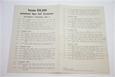 1949 Tucson Invitational Open Entrant Ribbon, Saturday Pairing Sheet, & Scorecard - Rod Munday Collection