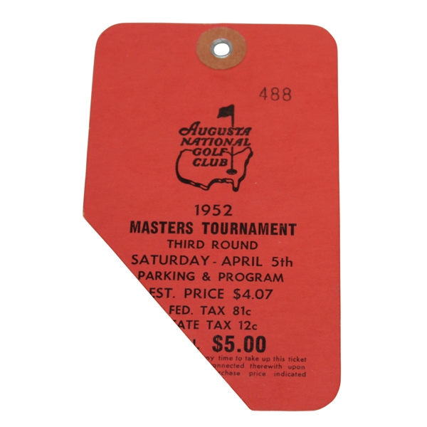 1952 Masters Tournament Third Round Badge #488 - Sam Snead Winner