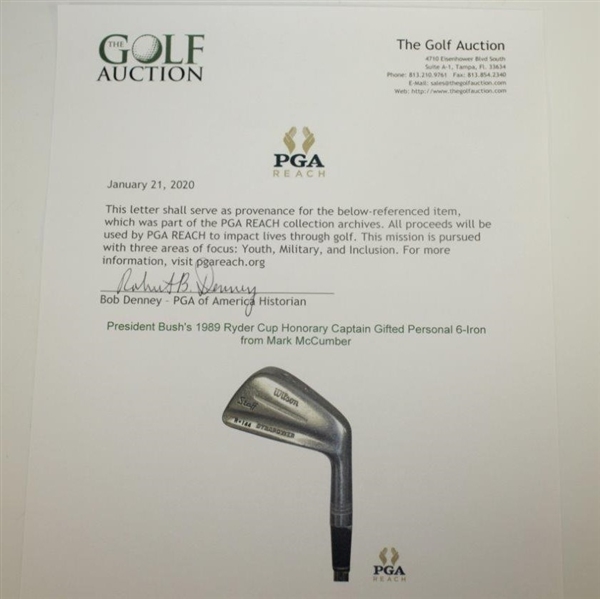 President Bush's 1989 Ryder Cup Honorary Captain Gifted Personal 6-Iron from Mark McCumber