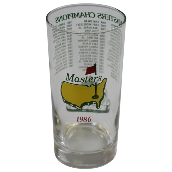 1986 Masters Tournament Commemorative Champions Glass Listing Winners - Nicklaus Win